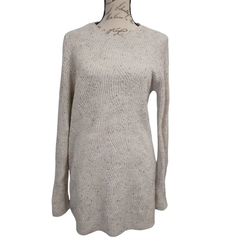 J Jill | Cotton Knit Cream Confetti Tunic Sweater | Size M